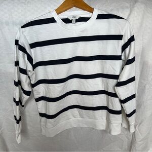 M&S Cotton Rich Sweatshirt Women Size XS White Black Stripes Super Soft